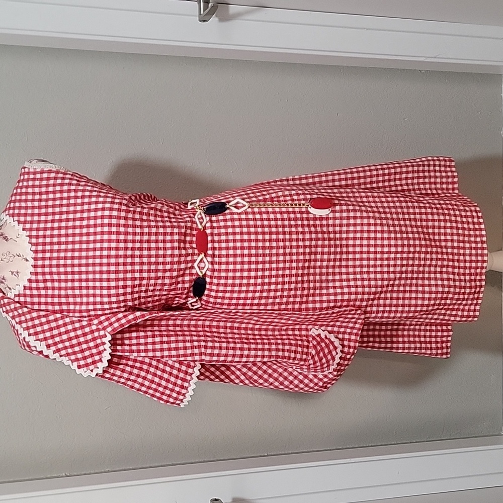 Vintage | Red and White Gingham Dress with Matching Jacket